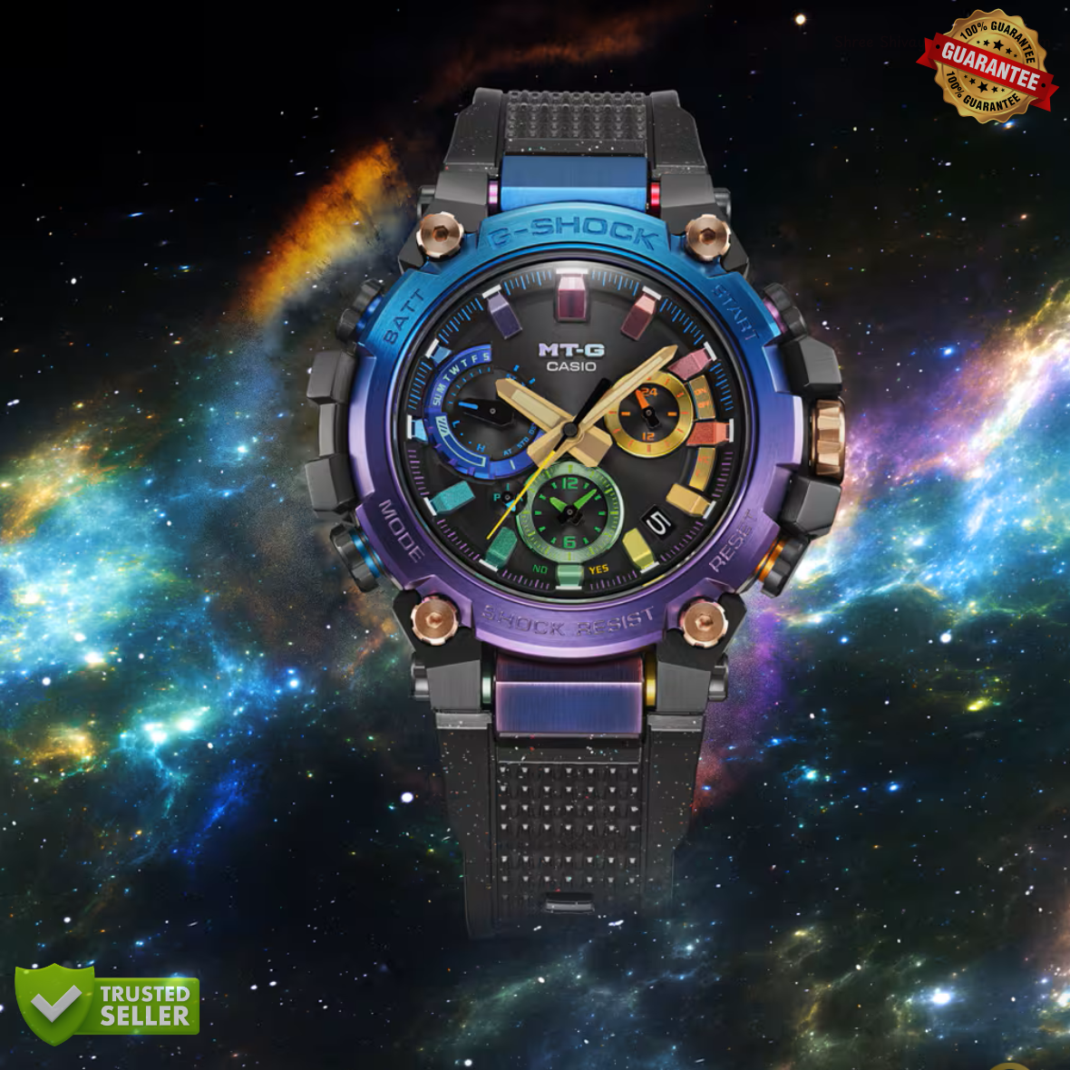 MT-G-R1011 Blue Purple Shine Dial Watch: