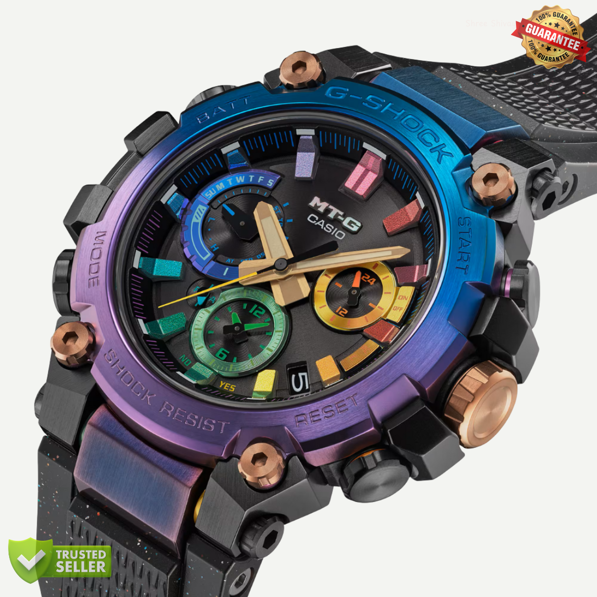MT-G-R1011 Blue Purple Shine Dial Watch: