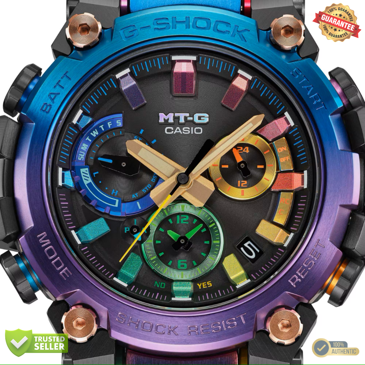 MT-G-R1011 Blue Purple Shine Dial Watch: